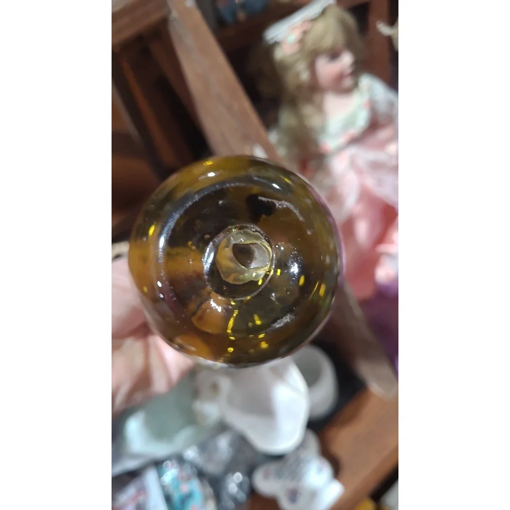 Vintage Cruet Side Spout Brown/Amber  Mini Pitcher With Stopped Glass Handblown